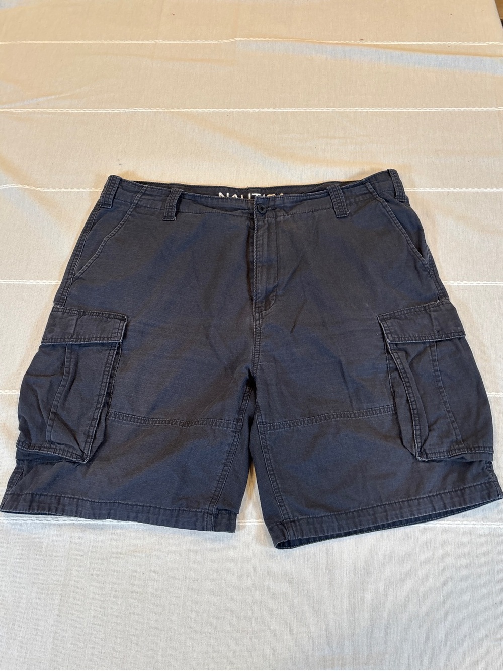 Nautica Cargo Shorts Men’s 40W Navy Blue 100% Cotton Utility shorts